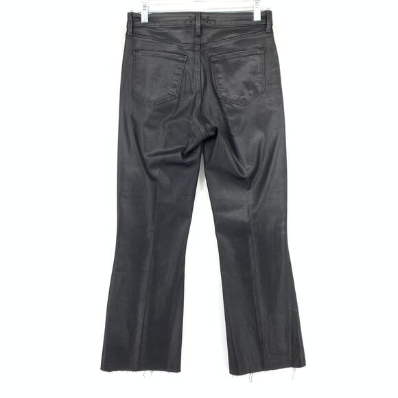 L'Agence Kendra High Rise Cropped Flare Jeans Womens Size 27 Coated Black - Picture 2 of 6